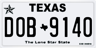 TX license plate DOB9140