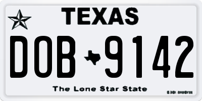 TX license plate DOB9142