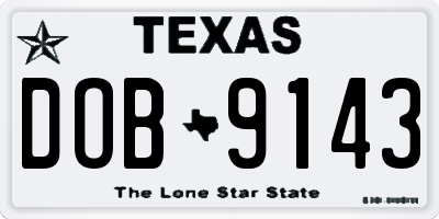 TX license plate DOB9143