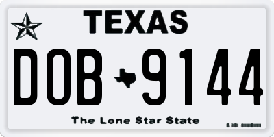 TX license plate DOB9144