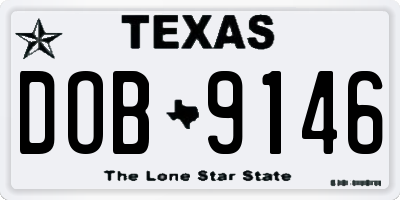 TX license plate DOB9146
