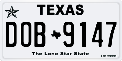 TX license plate DOB9147