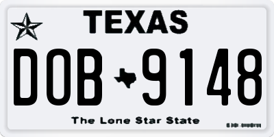 TX license plate DOB9148