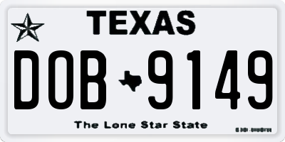 TX license plate DOB9149