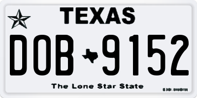 TX license plate DOB9152