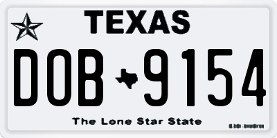 TX license plate DOB9154