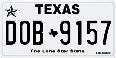 TX license plate DOB9157