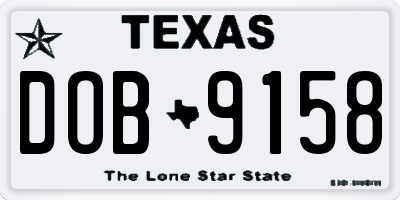 TX license plate DOB9158