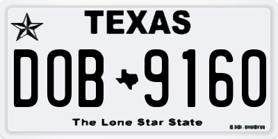 TX license plate DOB9160