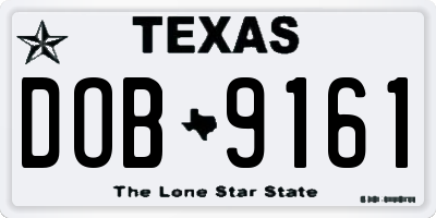 TX license plate DOB9161