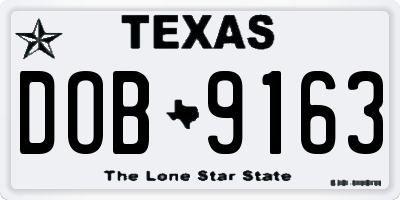 TX license plate DOB9163