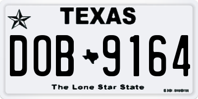 TX license plate DOB9164