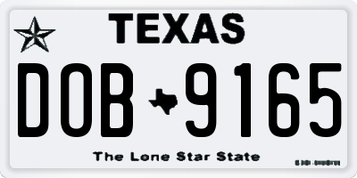 TX license plate DOB9165