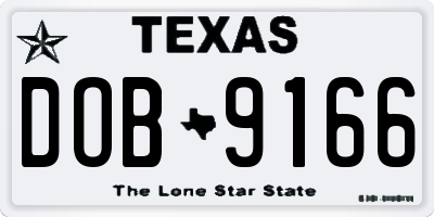 TX license plate DOB9166