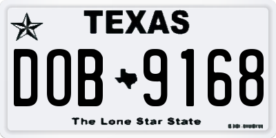 TX license plate DOB9168