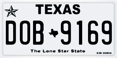 TX license plate DOB9169