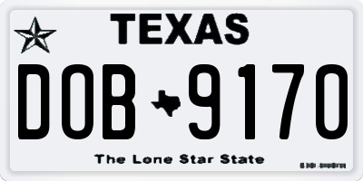 TX license plate DOB9170