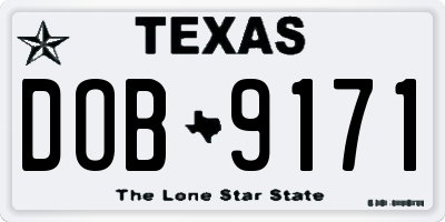 TX license plate DOB9171