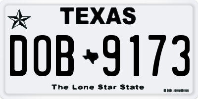 TX license plate DOB9173