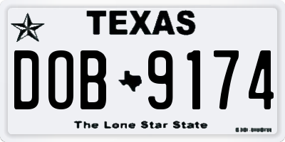 TX license plate DOB9174