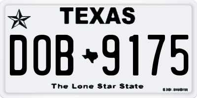 TX license plate DOB9175