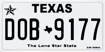 TX license plate DOB9177