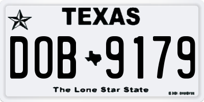 TX license plate DOB9179