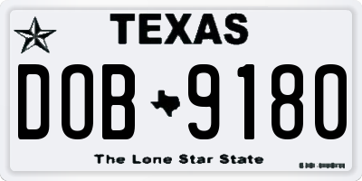 TX license plate DOB9180