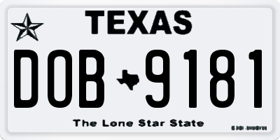 TX license plate DOB9181