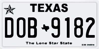TX license plate DOB9182