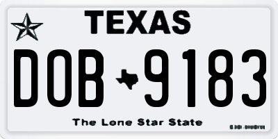 TX license plate DOB9183