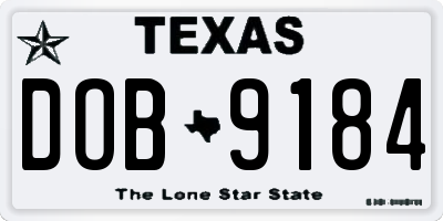 TX license plate DOB9184