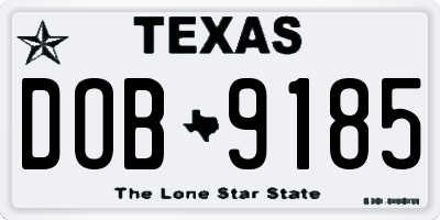 TX license plate DOB9185