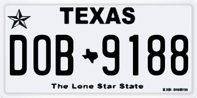 TX license plate DOB9188