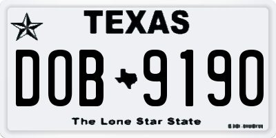 TX license plate DOB9190