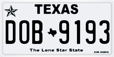 TX license plate DOB9193