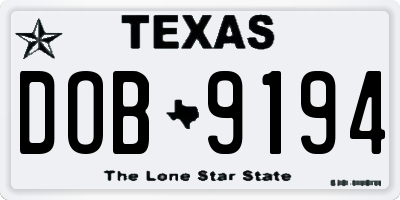 TX license plate DOB9194
