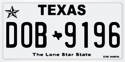 TX license plate DOB9196