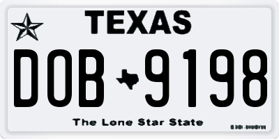 TX license plate DOB9198