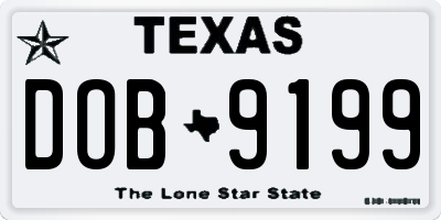 TX license plate DOB9199