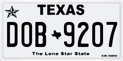 TX license plate DOB9207