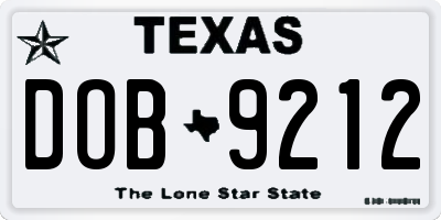 TX license plate DOB9212