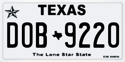 TX license plate DOB9220