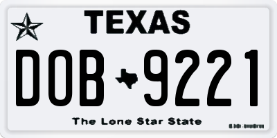 TX license plate DOB9221