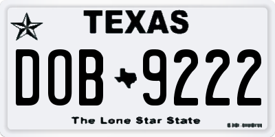 TX license plate DOB9222