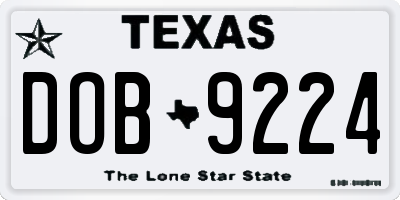 TX license plate DOB9224