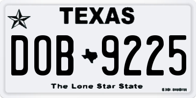 TX license plate DOB9225