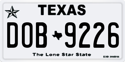 TX license plate DOB9226