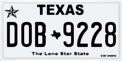 TX license plate DOB9228