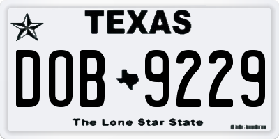 TX license plate DOB9229
